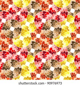 Seamless pattern with multicolor circle tiles on white