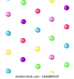 Seamless pattern with multicolor dots on the transparent background. Endless abstract texture for decoration cards, posters, paper. Vector illustration