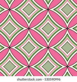 Seamless  pattern.  Multicolor geometric ornament with rhombus.  Vector illustration.  