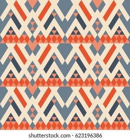 Seamless  pattern.  Multicolor geometric ornament with triangles and rhombuses.  Vector illustration  