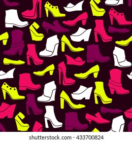 seamless pattern with multicolor icons of shoes