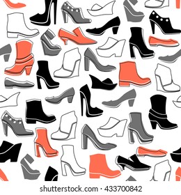 seamless pattern with multicolor icons of shoes
