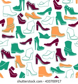 seamless pattern with multicolor icons of shoes