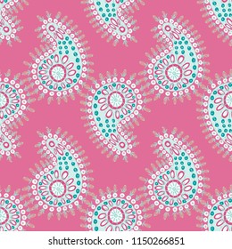 Seamless pattern with multicolor Paisley print. Vector illustration