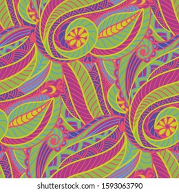 Seamless pattern with multicolor Paisley print. Vector illustration