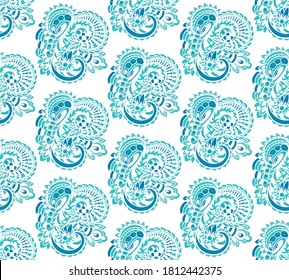 Seamless pattern with multicolor Paisley print. Vector illustration