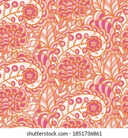 Seamless pattern with multicolor Paisley print. Vector illustration