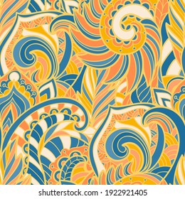 Seamless pattern with multicolor Paisley print. Vector illustration