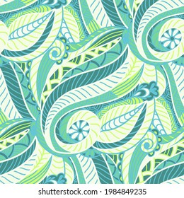 Seamless pattern with multicolor Paisley print. Vector illustration