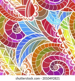 Nahtloses Muster mit mehrfarbigem Paisley-Druck. Vektorgrafik