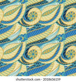 Seamless pattern with multicolor Paisley print. Vector illustration