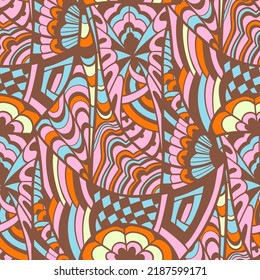 Seamless pattern with multicolor Paisley print. Vector illustration