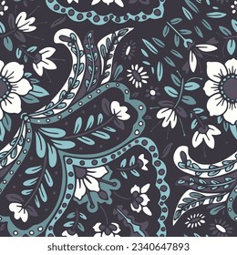 Patrón sin brillo con la impresión Paisley multicolor. Ilustración del vector