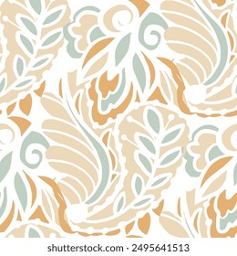 Seamless pattern with multicolor Paisley print. Vector illustration
