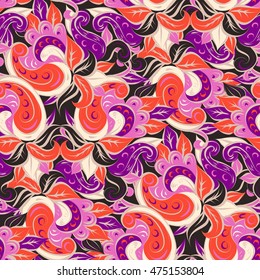 Seamless pattern with multicolor Paisley print. Vector illustration