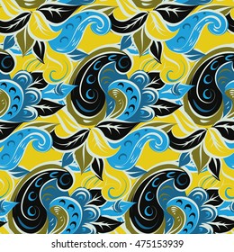 Seamless pattern with multicolor Paisley print. Vector illustration