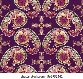 Patrón sin fisuras con estampado Paisley multicolor. Ilustración vectorial