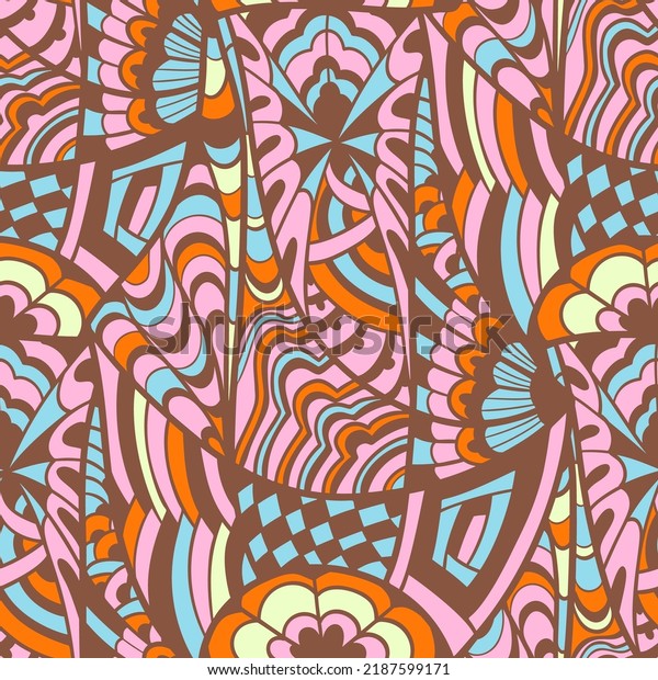 Seamless pattern with multicolor Paisley\
print. Vector\
illustration