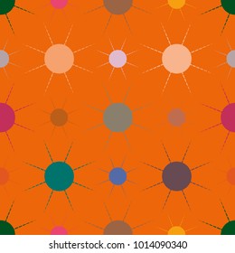 Seamless pattern with multicolor simple geometric sun.