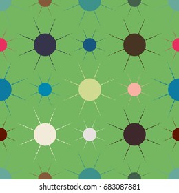 Seamless pattern with multicolor simple geometric sun.