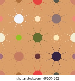 Seamless pattern with multicolor simple geometric sun.