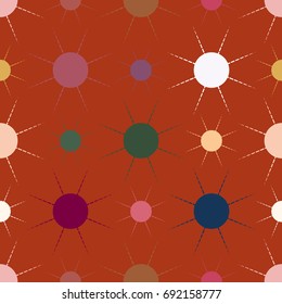 Seamless pattern with multicolor simple geometric sun.