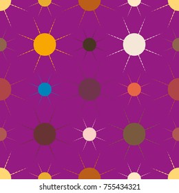 Seamless pattern with multicolor simple geometric sun.