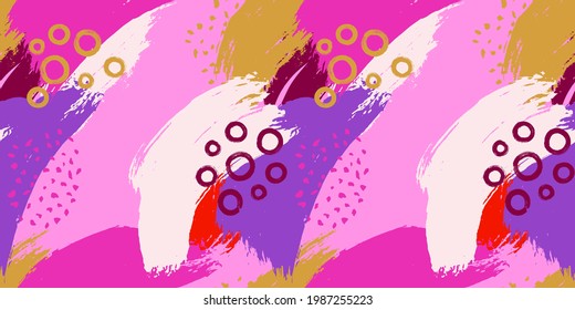 Patrón sin foco con manchas multicolor. Fondo abstracto colorido con trazos de pincel.