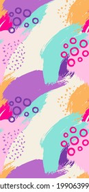 Seamless pattern with multicolor stains. Colorful abstract background with brush strokes.