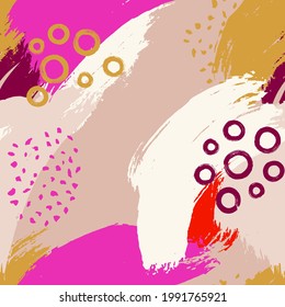 Seamless pattern with multicolor stains. Colorful abstract background with brush strokes.