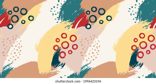 Patrón sin foco con manchas multicolor. Fondo abstracto colorido con trazos de pincel.