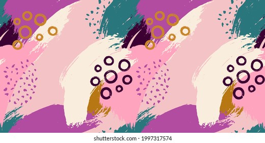 Patrón sin foco con manchas multicolor. Fondo abstracto colorido con trazos de pincel.