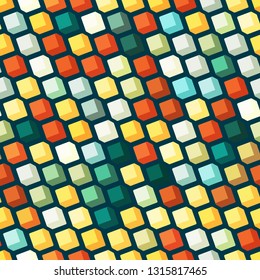 Seamless pattern with multicolored 3D cubes. Geometric background.
