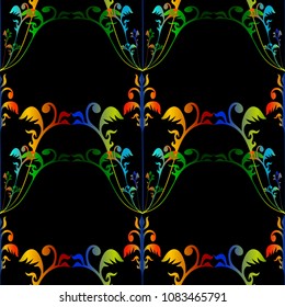Seamless pattern with multi-colored abstract floral ornament