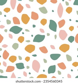 Seamless pattern of multicolored abstract spots. Interior Design. Wallpaper. Millennial Pink Modern Terrazzo Stone