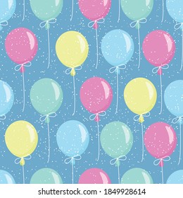 Seamless pattern from multi-colored, air, holiday balloons. Vector illustration.