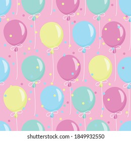 Seamless pattern from multi-colored, air, holiday balloons. Vector illustration.
