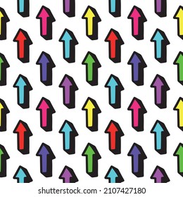 Seamless pattern with multicolored arrows on a white background.Vector illustration