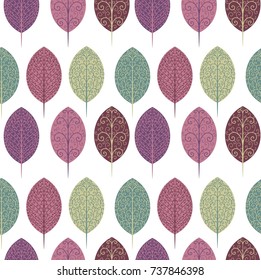 Seamless pattern with multi-colored autumn leaves. Style of a season.