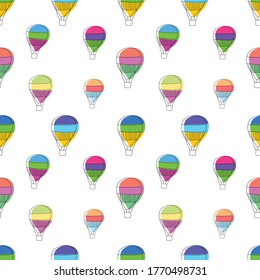 Nahtlose Muster mehrfarbiger Ballons auf weißem Hintergrund. Vektorgrafik