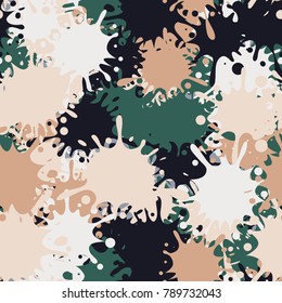 Seamless pattern. Multicolored blots chaotically located on the surface. Six-color texture.