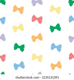 Seamless pattern multicolored bows silhouette vector illustration