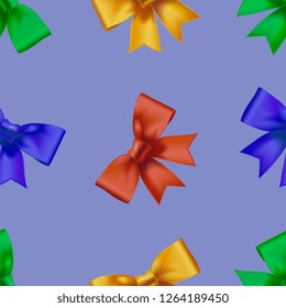 Seamless pattern of multi-colored bows. Vector graphics