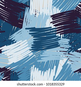 Seamless pattern of multi-colored brush strokes. Fashionable camouflage.