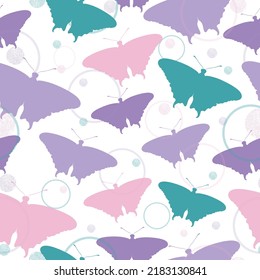 Seamless pattern with multicolored butterflies on a white background.  Carnival butterfly, festive seamless pattern. 