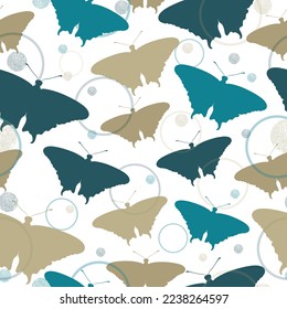 Seamless pattern with multicolored butterflies on a white background.  Seamless pattern.