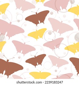 Seamless pattern with multicolored butterflies on a white background.  Seamless pattern.