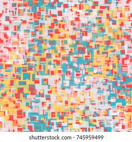 Seamless pattern. Multi-colored camouflage made of elements with square holes. For 3D modeling, textiles and website design.