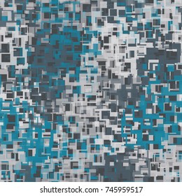 Seamless pattern. Multi-colored camouflage made of elements with square holes. For 3D modeling, textiles and website design.