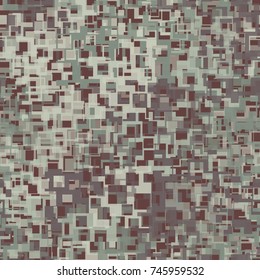 Seamless pattern. Multi-colored camouflage made of elements with square holes. For 3D modeling, textiles and website design.
